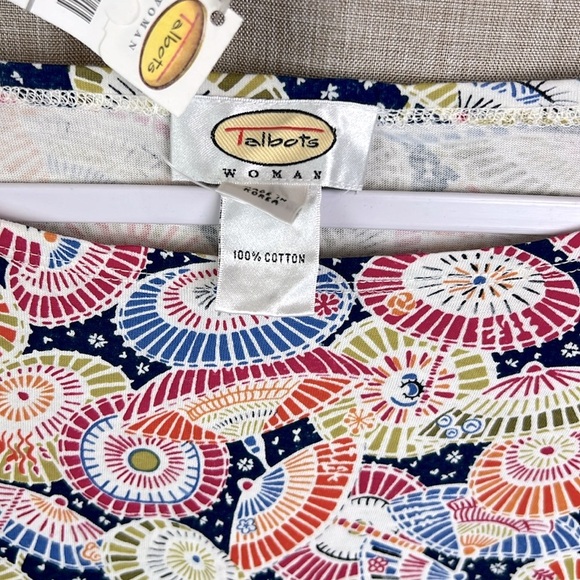 Talbots Vintage New Multi Color Scoop Neck Quarter Sleeve Stretchy Top - Picture 4 of 6